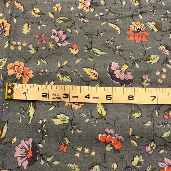 Vintage Floral Fabric in dusty gray, Orange, and Purple - 2 yards x 44” wide - Picture 3 of 3